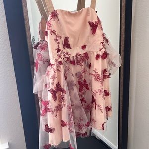 Butterfly print cold shoulder dress ❤️🤍